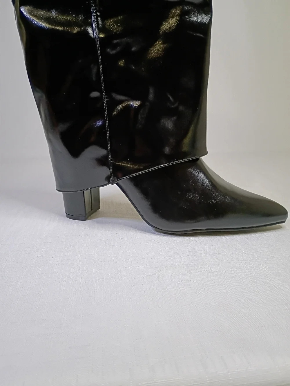 Patent Leather Over-the-Knee Boots in Black